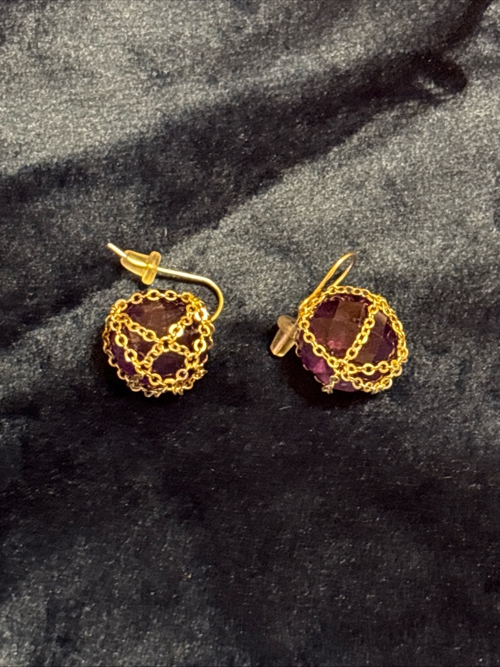 VicenzaGold 14K Yellow Gold Wrapped Chain Amethyst Gemstone Earrings QVC Italy